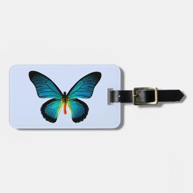 Blue Butterfly Luggage Tag Bagagebricka (Horisontell Framsida)