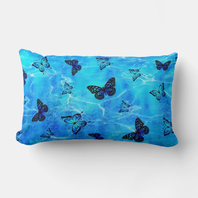Blue Butterfly Lumbarkudde (Framsida)