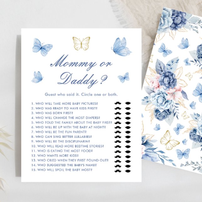 Blue Butterfly Mamma eller Baby Shower Game (Skapare uppladdad)