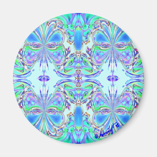 "Blue Butterfly Mandala" Magnet (Framsidan)
