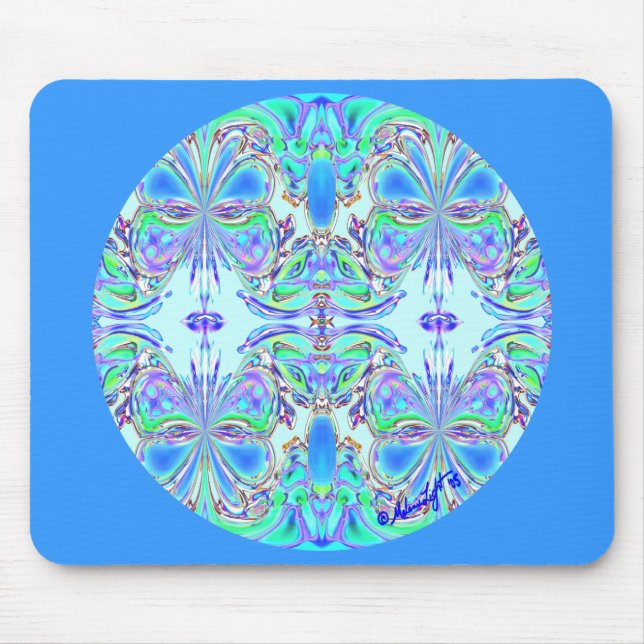 ’Blue Butterfly Mandala’ Mousepad Musmatta (Framsidan)