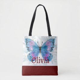 Blue Butterfly med Burgundy-accenter Tygkasse