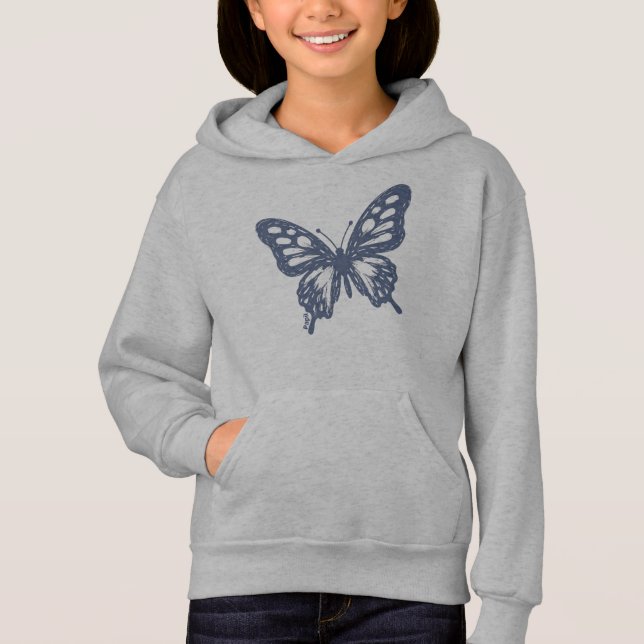 Blue Butterfly Minimal Nature Art by Papil T Shirt (Framsida)
