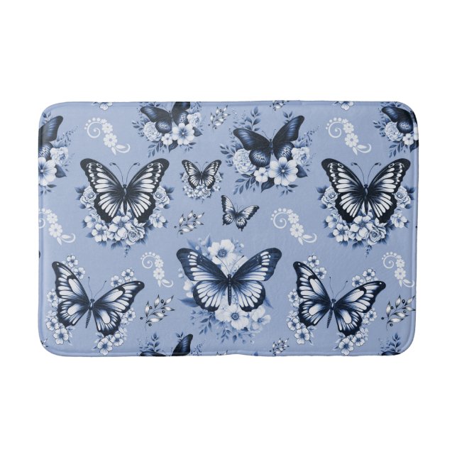 Blue Butterfly Mönster Badrumsmatta (Framsidan)