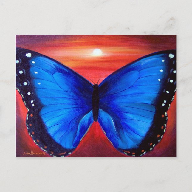 Blue Butterfly Morph Sunset - Multi Vykort (Framsida)