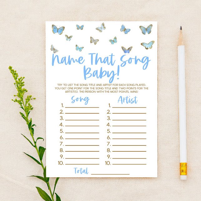 Blue Butterfly Namn som Sång Baby Shower Game (Skapare uppladdad)