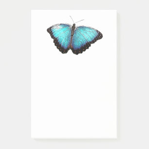 Blue Butterfly Nature Art, Bra Photo Illustration Post-it Block