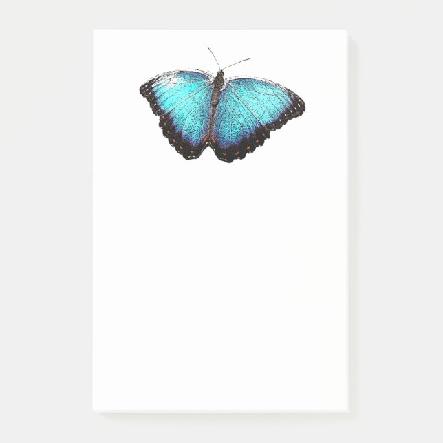 Blue Butterfly Nature Art, Bra Photo Illustration Post-it Block (Framsida)