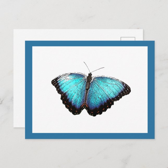 Blue Butterfly Nature Art, Bra Photo Illustration Vykort (Fram/baksida)