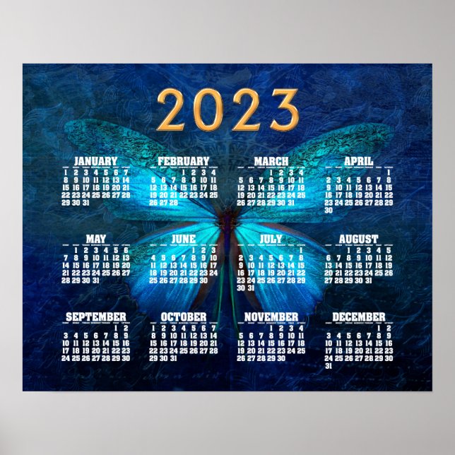 Blue Butterfly of Joy & Tur 2023 Calendar Poster (Framsidan)