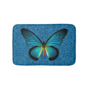 Blue Butterfly på Blue Glitter Bath Mat Badrumsmatta