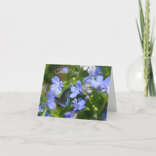 Blue Butterfly på en blå blomma Kort