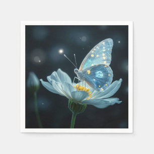 Blue Butterfly på en månblomma Pappersservett