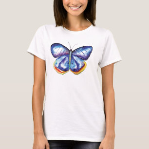Blue Butterfly Painting Basic T-Shirt, vit Tee