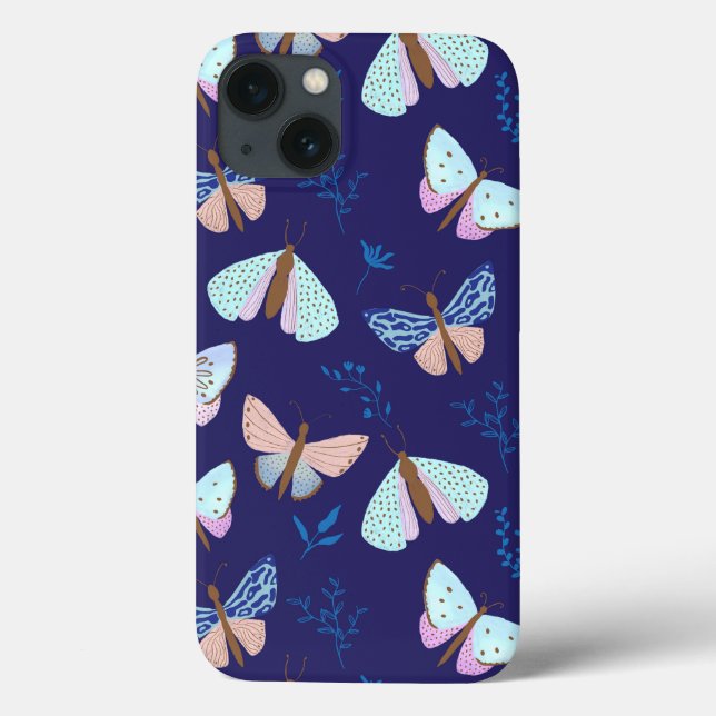 Blue Butterfly Patterned Phone Case (Baksida)