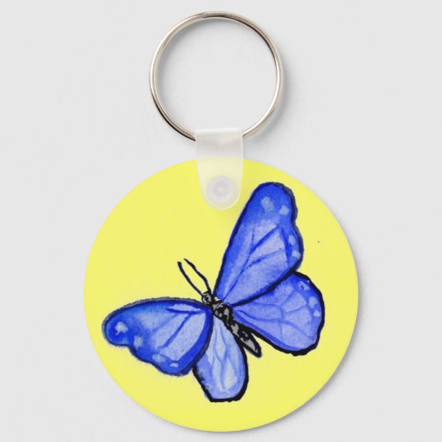 Blue Butterfly Pendant Keychains Nyckelring (Framsida)