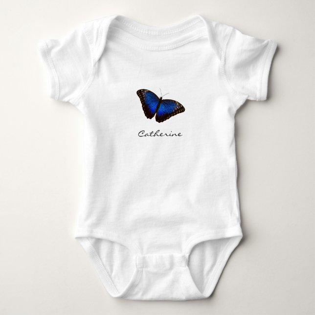 Blue Butterfly Personlig med Namn Tee (Framsida)