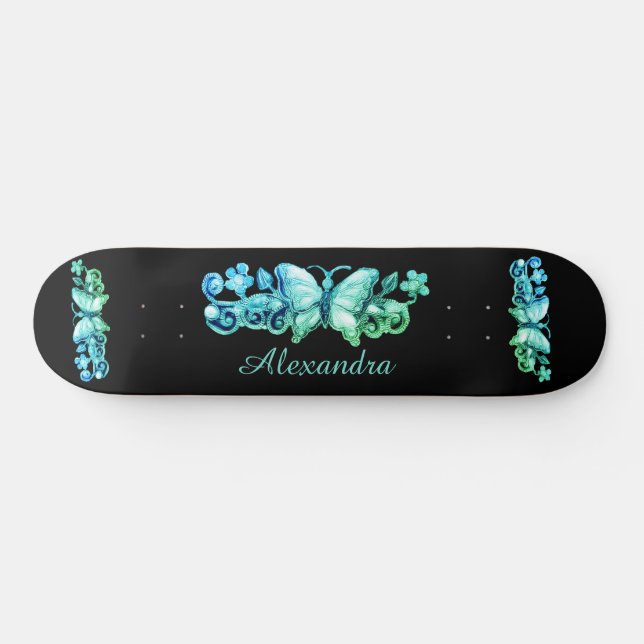 Blue Butterfly Personlig Mini Skateboard Bräda 18,5 Cm (Horz)