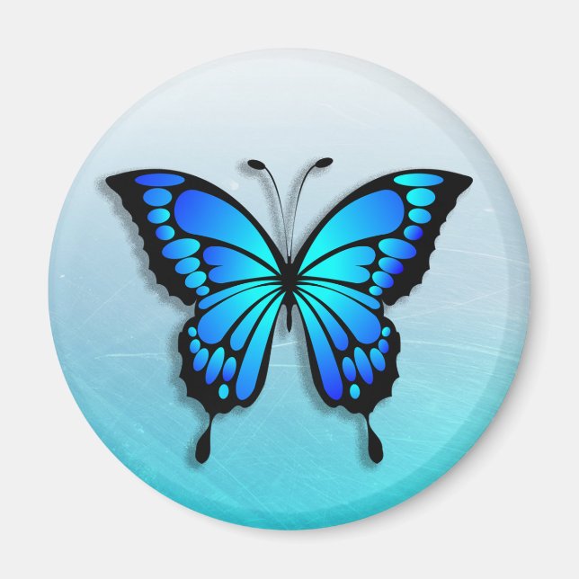 Blue Butterfly Personlig Namn Magnet (Framsidan)