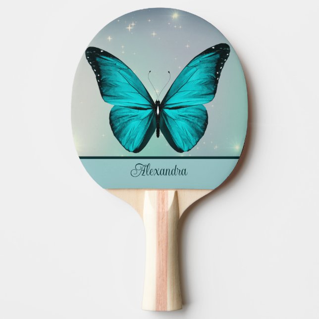 Blue Butterfly Personlig Pingisracket (Framsidan)