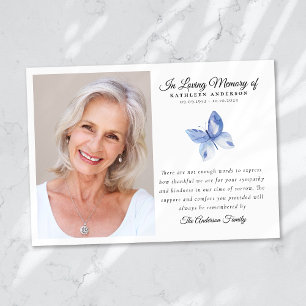 Blue Butterfly Photo Funeral Memorial Tack Kort