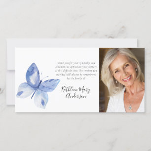 Blue Butterfly Photo Funeral Tack Kort