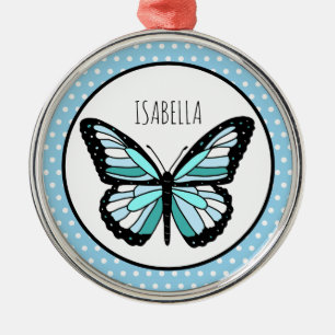 Blue Butterfly Polka Dot Personlig jul Julgransprydnad Metall