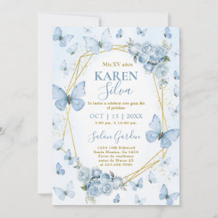 Blue Butterfly Quinceanera-inbjudan Inbjudningar