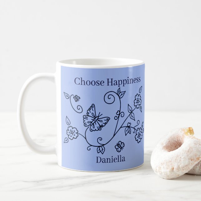 Blue Butterfly Reminder Mug Kaffemugg (Med munk)