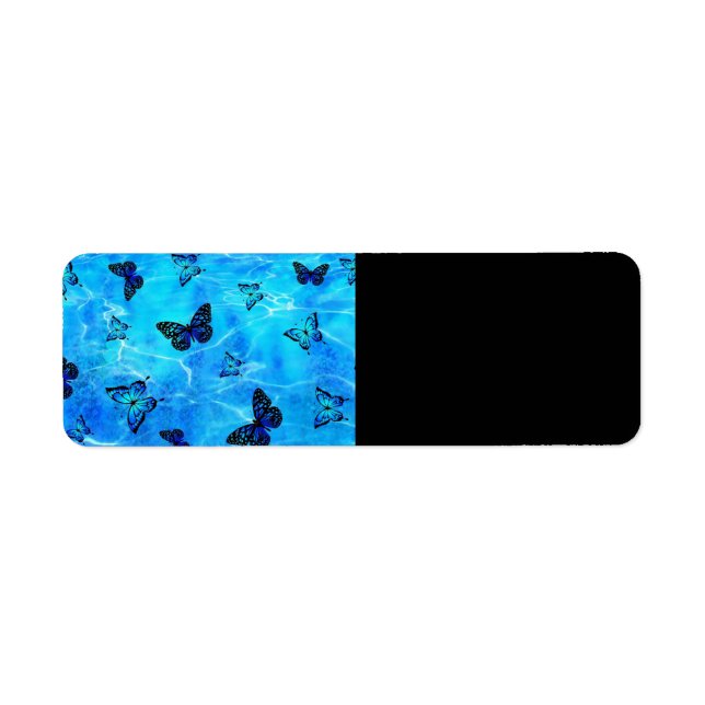Blue Butterfly Returadress Etikett (Framsidan)