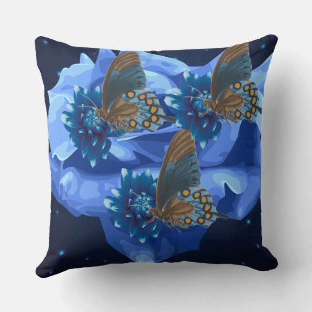 Blue Butterfly Ro Pillow Kudde (Baksida)