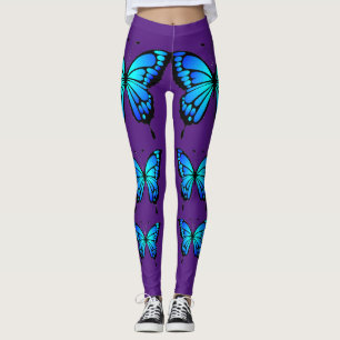 Blue Butterfly Royal Lila Lilac Trendig Leggings