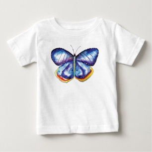 Blue Butterfly Småbarn Långärmad T-Shirt, vit Tee