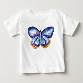 Blue Butterfly Småbarn Långärmad T-Shirt, vit Tee Shirt