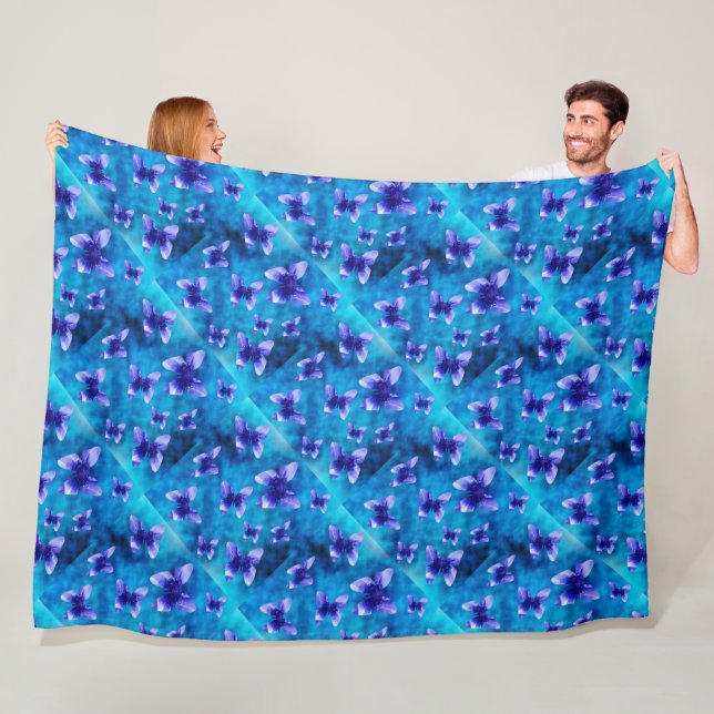 Blue Butterfly Summer. Stor Fleece Blanket (På plats)