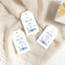 Blue Butterfly Tack Boy Baby Shower Presentetikett