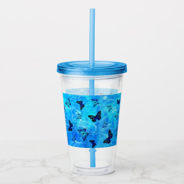 Blue Butterfly Take Away Mugg (Framsida)