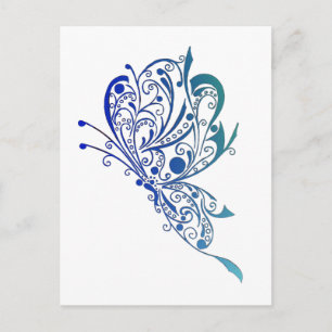 Blue Butterfly Tattoo Vykort