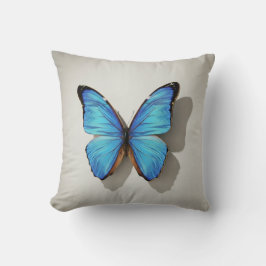Blue Butterfly Throw Pillow Nature Inspired Decor Kudde