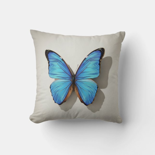 Blue Butterfly Throw Pillow Nature Inspired Decor Kudde (Framsida)