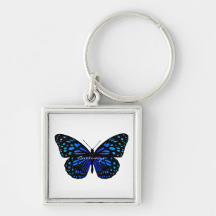 Blue Butterfly Thunder_Cove Fyrkantig Silverfärgad Nyckelring