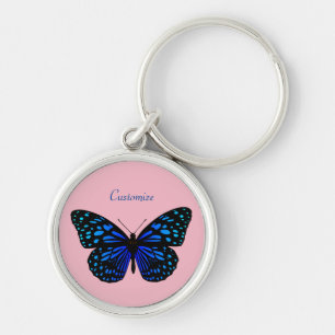 Blue Butterfly Thunder_Cove Rund Silverfärgad Nyckelring