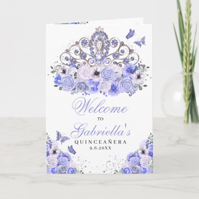 Blue Butterfly Tiara Quinceanera Program (Framsida)