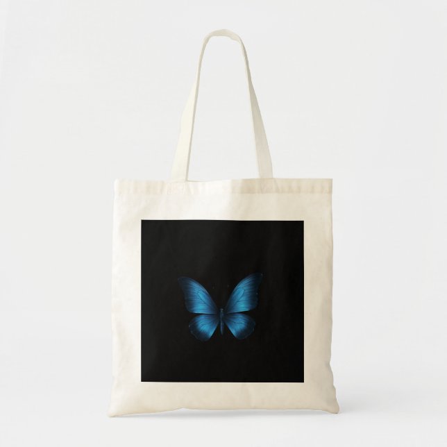 Blue Butterfly Tote Bag Tygkasse (Framsidan)