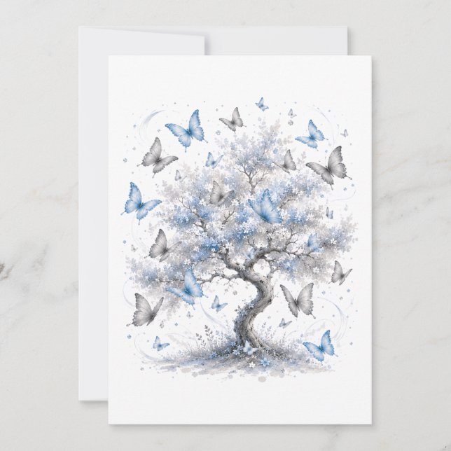 Blue Butterfly Tree Stationery Envelope (Framsida)