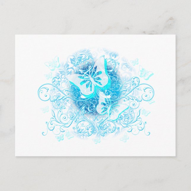 Blue Butterfly Tribal Vykort (Framsida)
