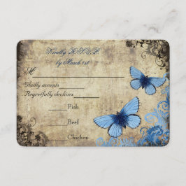 Blue Butterfly Vintage bröllop OSA Kort
