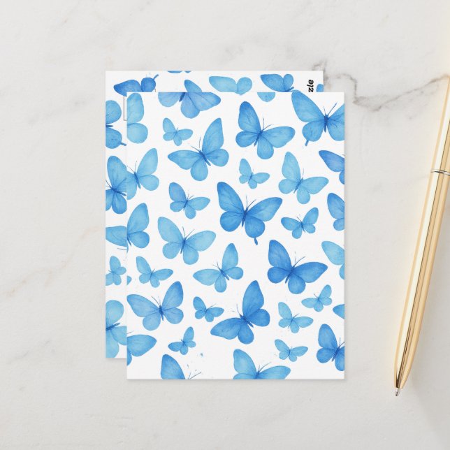 Blue Butterfly Vykort (Fram/Back In Situ)