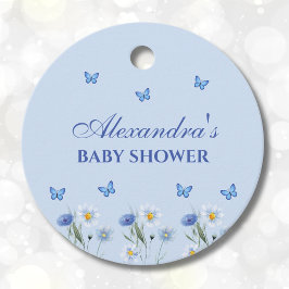 Blue Butterfly WildblomBaby Shower Tack Gåvor Etiketter
