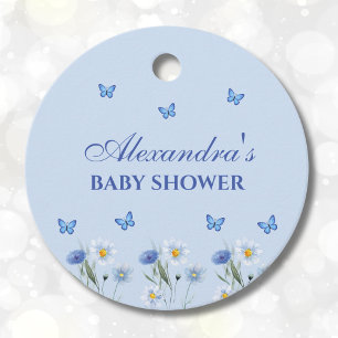 Blue Butterfly WildblomBaby Shower Tack Gåvor Etiketter